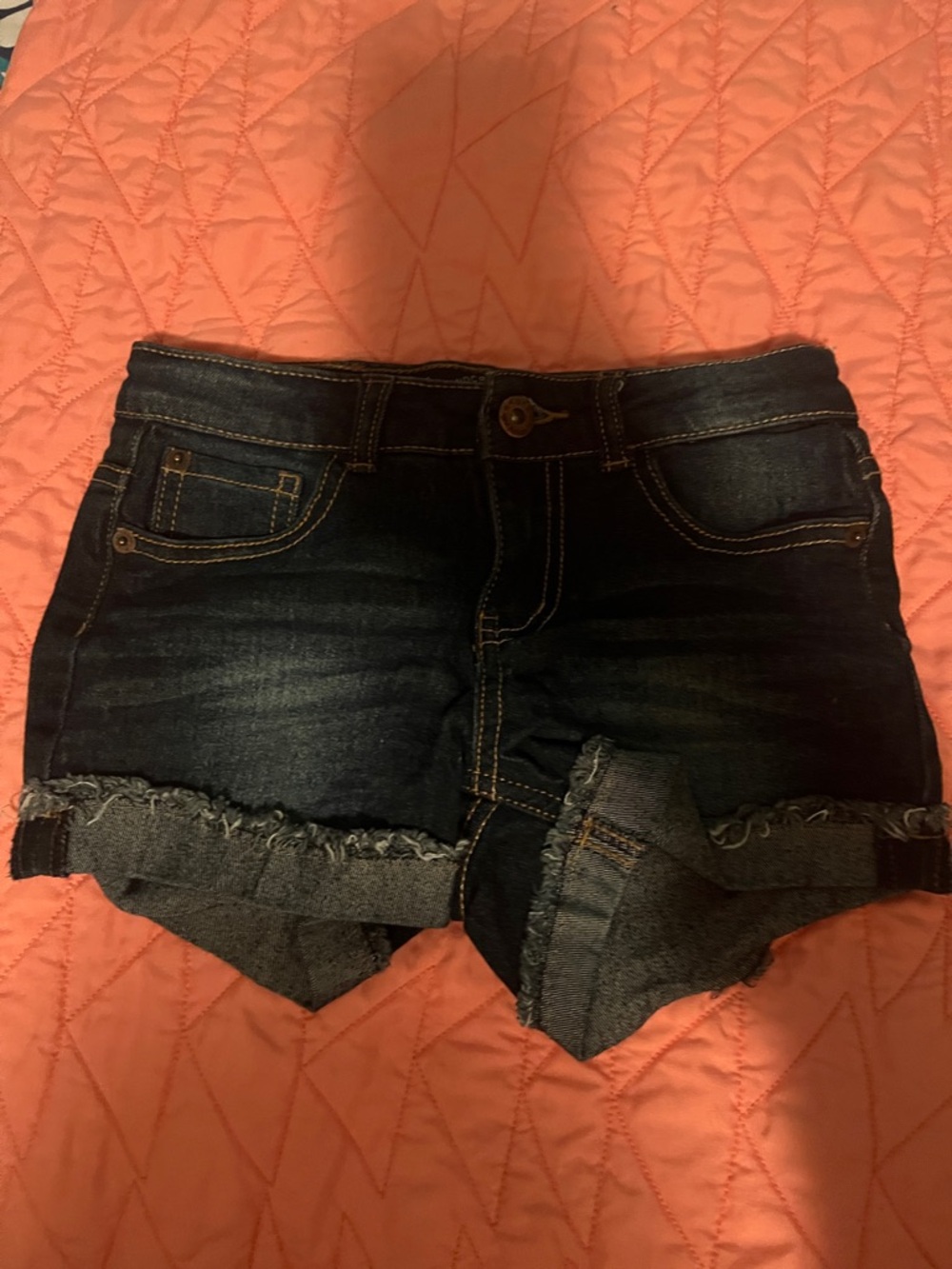 Lucky Brand Dark Blue Denim Frayed Hem Shorts
